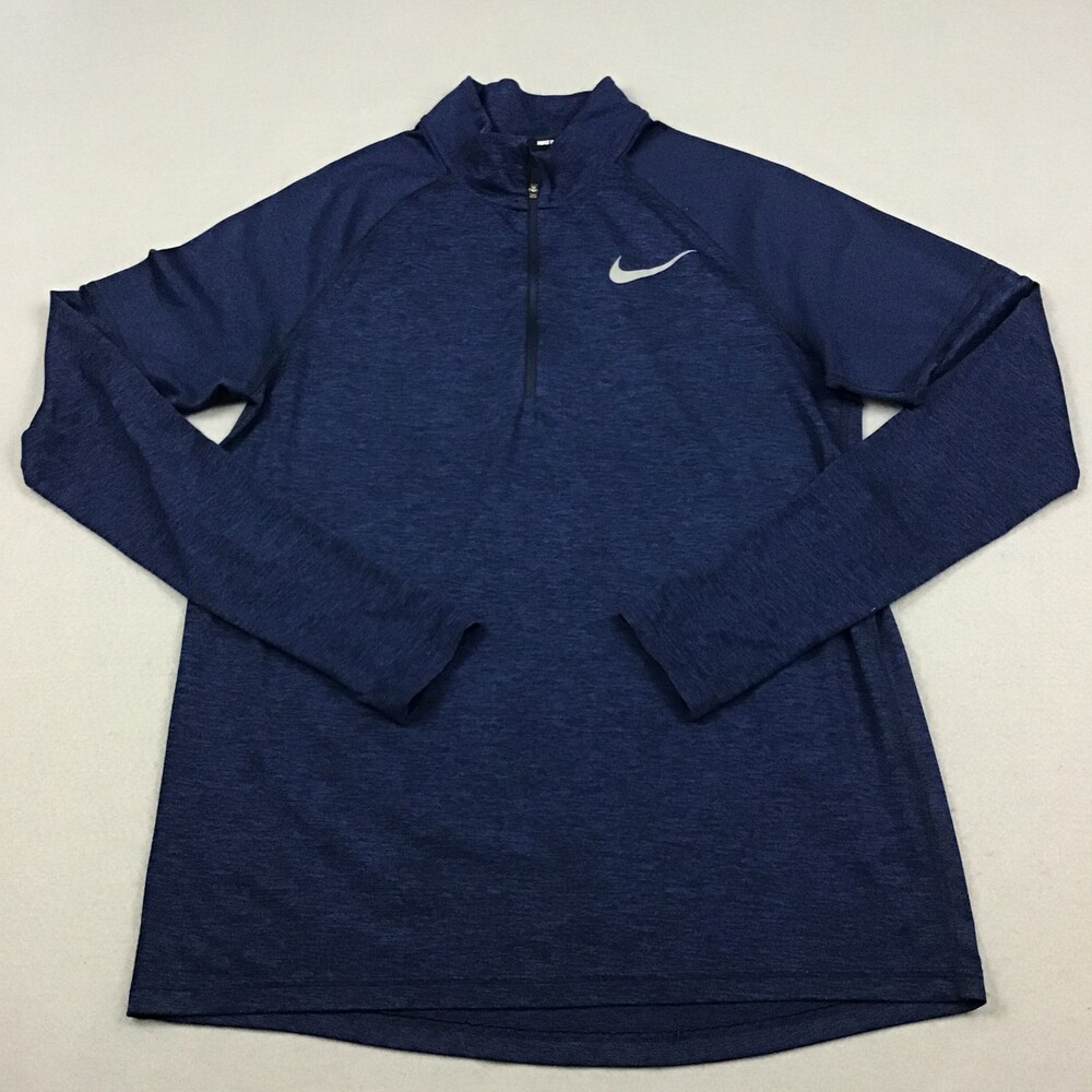 Nike Shirt Men Medium Blue Dri-FIT 1/4 Zip Long Sleeve Running Top Swoosh M